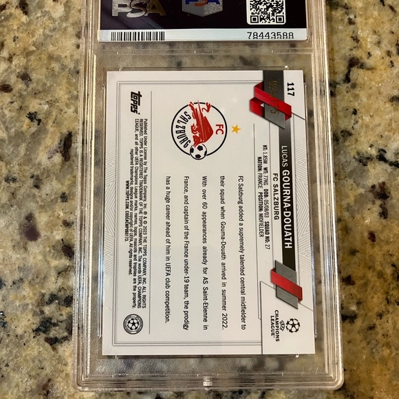 2022 Topps Chrome Lucas Gourna-Douath Pink Mini-Diamond Refractor RC #117 PSA 10 - Picture 3 of 4